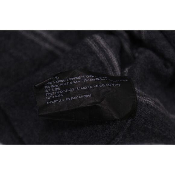 Theory Riland Model Men's Gray Knit Striped Merino Wool Crewneck Sweater XL - Picture 6 of 6